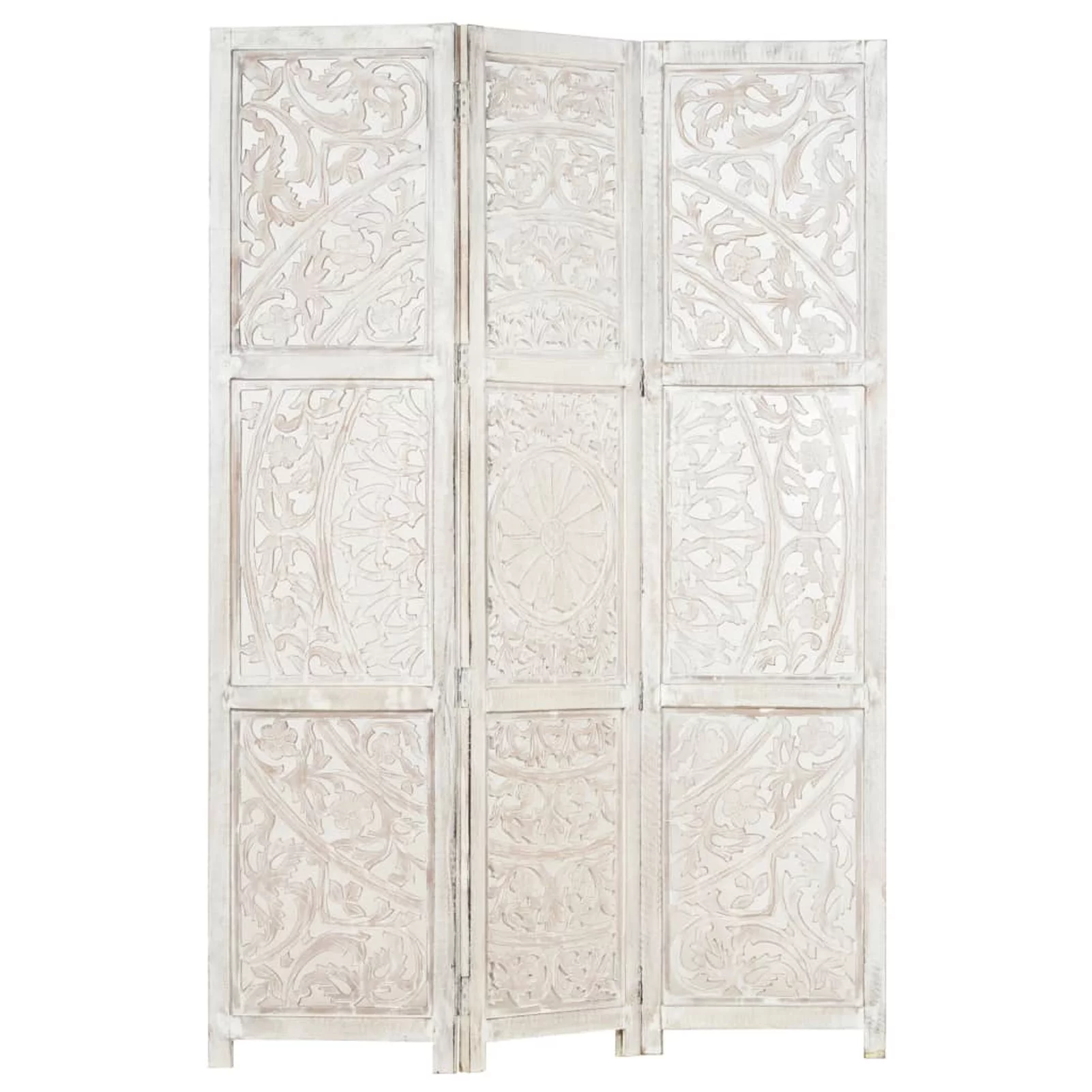 Carevas Hand carved 3-Panel Room Divider White 47.2