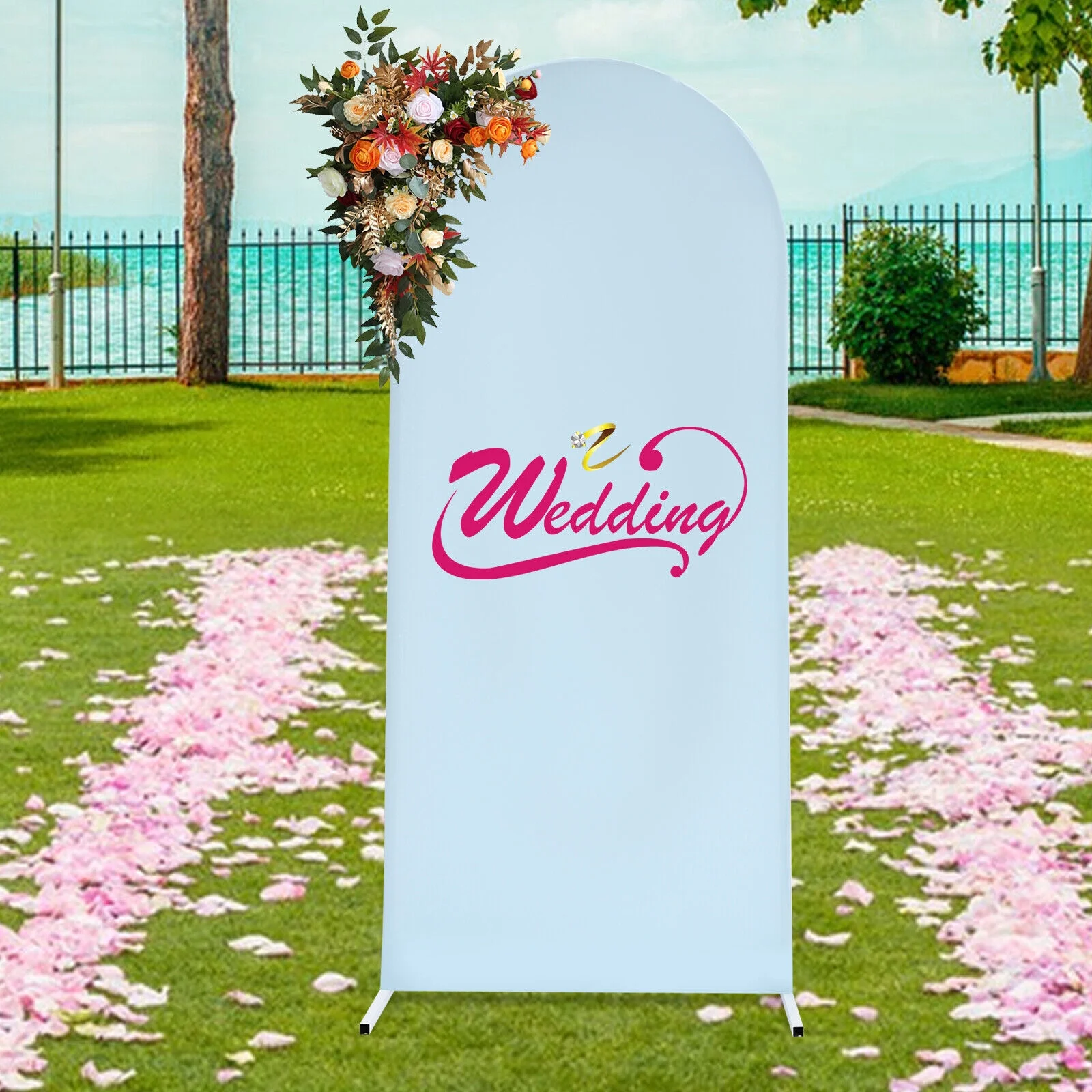 Arch Background Decoration Stand White Metal Wedding Arch Arched Backdrop Stand and Arch Cover Wedding Arch Frame Kit