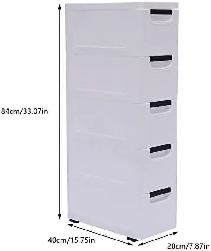 MQLIFEBOOM Plastic Drawers Dresser  5 Drawers Stackable Vertical Clothes  Tower   Cabinet with Wheels  Dresser Organizer Cabinet for Clothes  Bedroom (Morandi Color 30×40×84cm)
