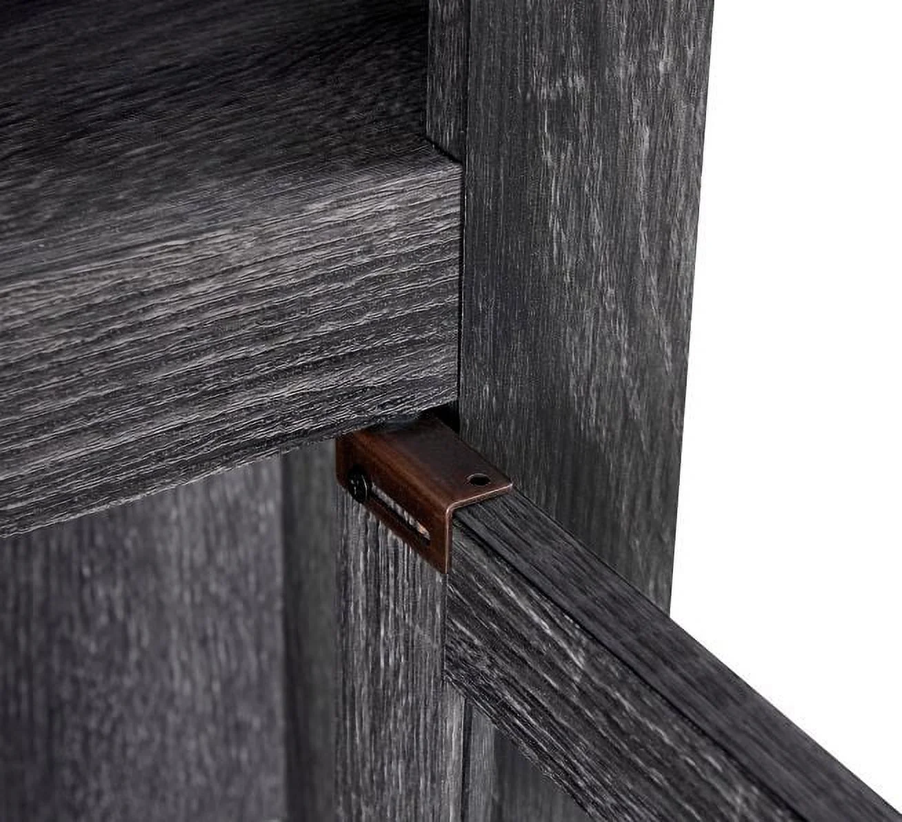 Home Source Bar Cabinet Bookshelf with Glass Doors in Chocolate Finish