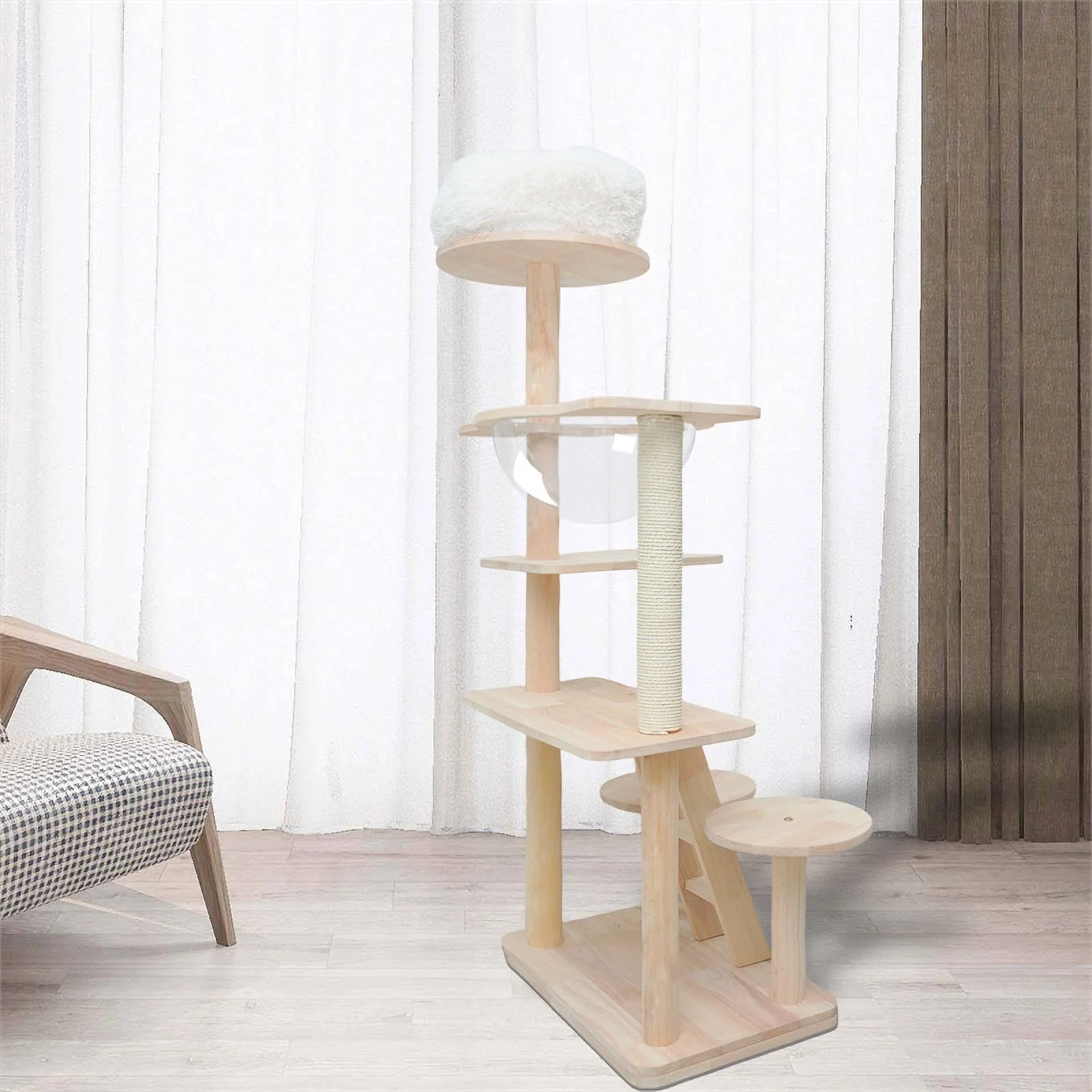 Legend Vansen Oaken Cat Tower Cat Tree Cat Condo With Space Capsule Nest