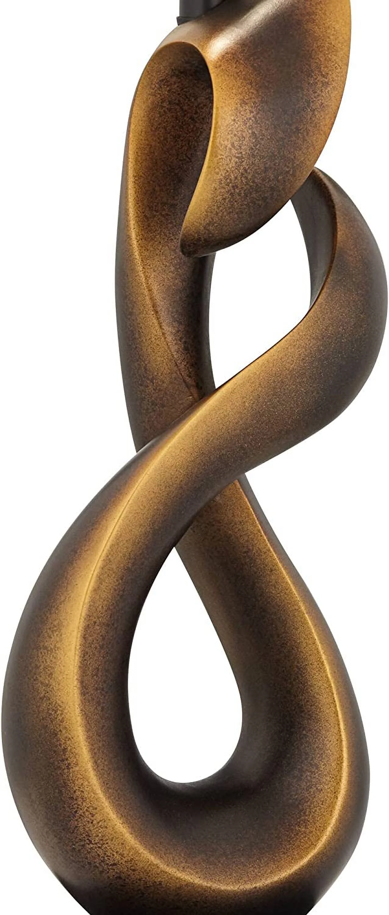 MQLIFEBOOM Open Infinity 30" Tall Large Mid Century Modern End Table Lamp Dark Gold Finish Single Fabric White Shade Living Room Bedroom Bedside Nightstand House Office Home Reading