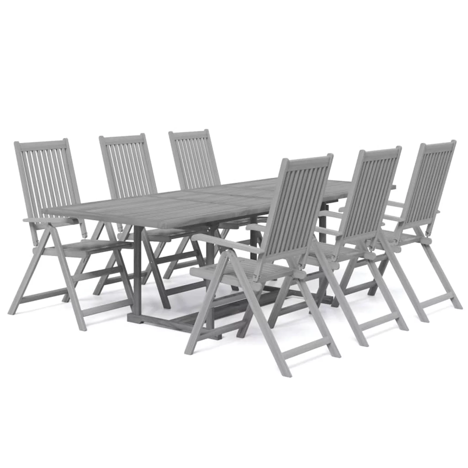 Andoer Outdoor Oval 7 Piece Patio Dining Set Solid Wood Acacia