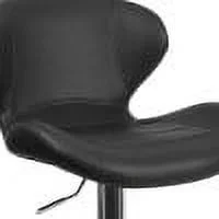 Emma + Oliver Black Vinyl Adjustable Height Curved Back Barstool