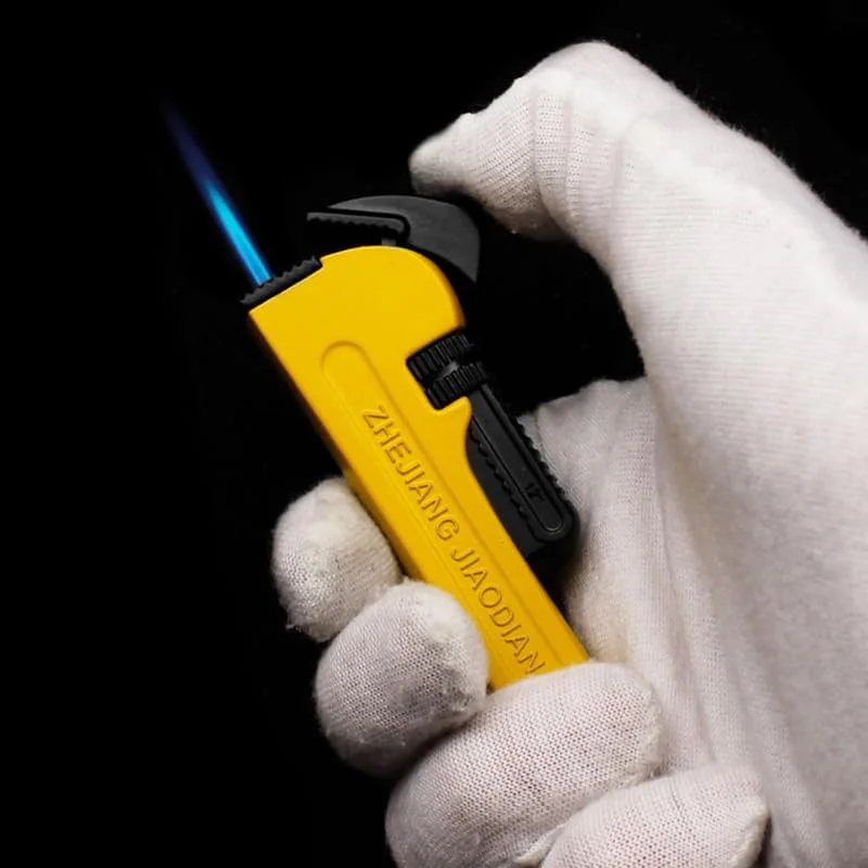 2 Pack Blue Yellow Cool Lighter,Jet Flame Windproof Lighters,Jet Torch Adjustable,Butane Torch Flame Refillable,Candles BBQ (No Fuel)