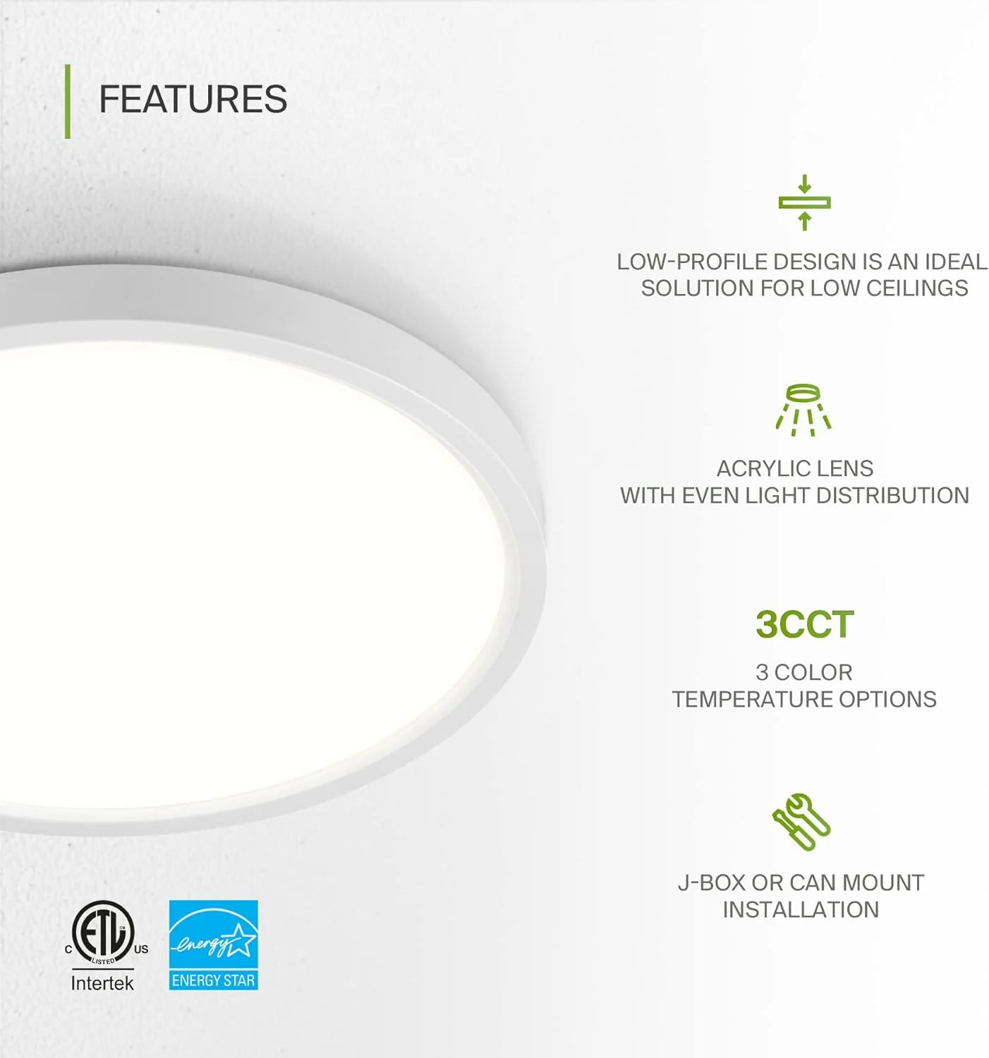 RUO 4 Pack 12 Inch LED Flush Mount Ceiling Light - Ultra Thin Dimmable 24W 1905LM Round Flat Lights, 3000K-5000K Adjustable Low Profile White Fixtures for Bedroom, Kitchen, Closet - ETL & Energy Star