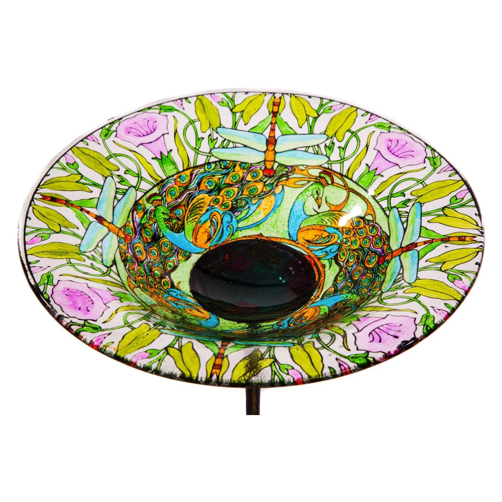 Evergreen Enterprises 10 in. Dragonfly Glass Bird Bath with Stake