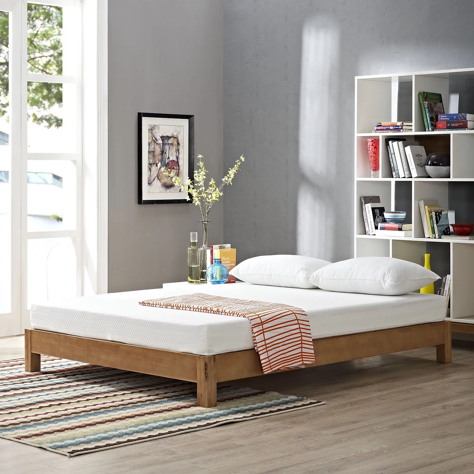 Modern Contemporary Urban Design Bedroom 6inch Full Size Mattress, White, Fabric