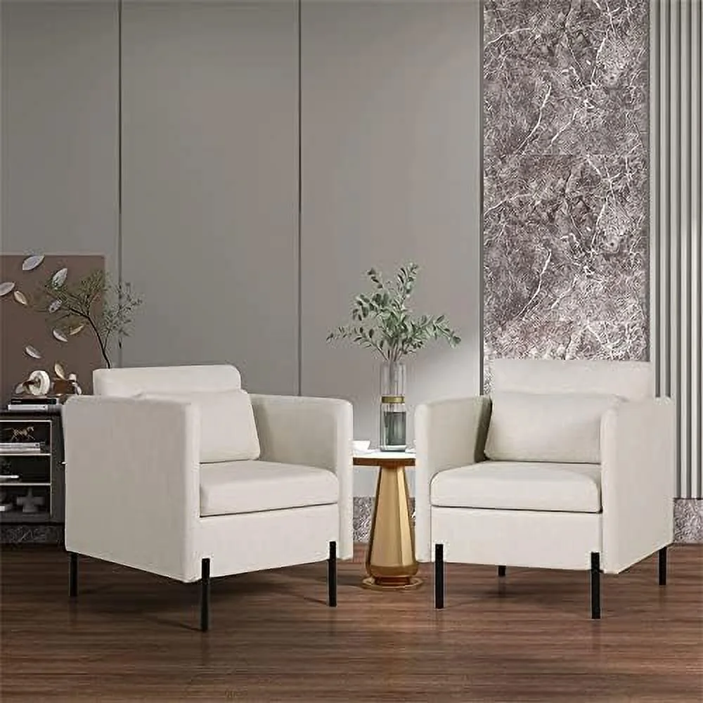 YPDCHB Modern Upholstered Accent Chair Armchair Living Room Chairs  Fabric Single Sofa Chair with Pillow/Metal Legs  Comfy Barrel Club Chair for Bedroom Reading Lounging  Gray