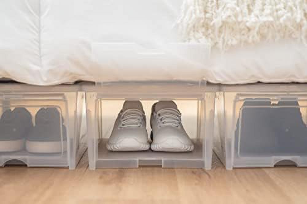 CHNBVC 6 Pack Super Wide Front Entry Stackable Shoe Box