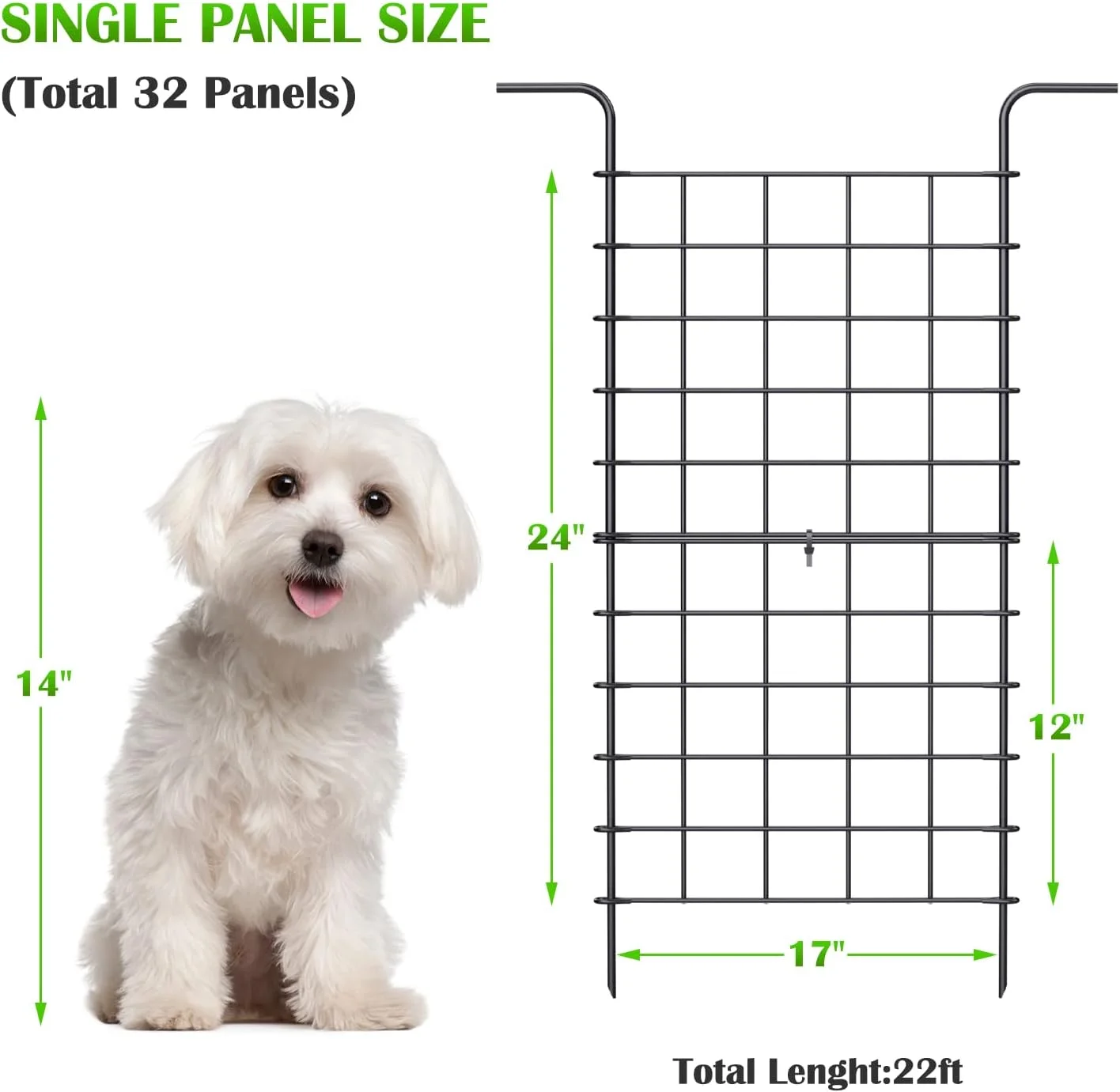 Pack Of 32 Outdoor Decorative Garden Fence, 24 x 11 Feet, Rustproof Metal Cladding, Wrought Iron Wire Edging, Patio Fence, Flower Beds, Segregation Segment Panels, Hedge Edging Decorative