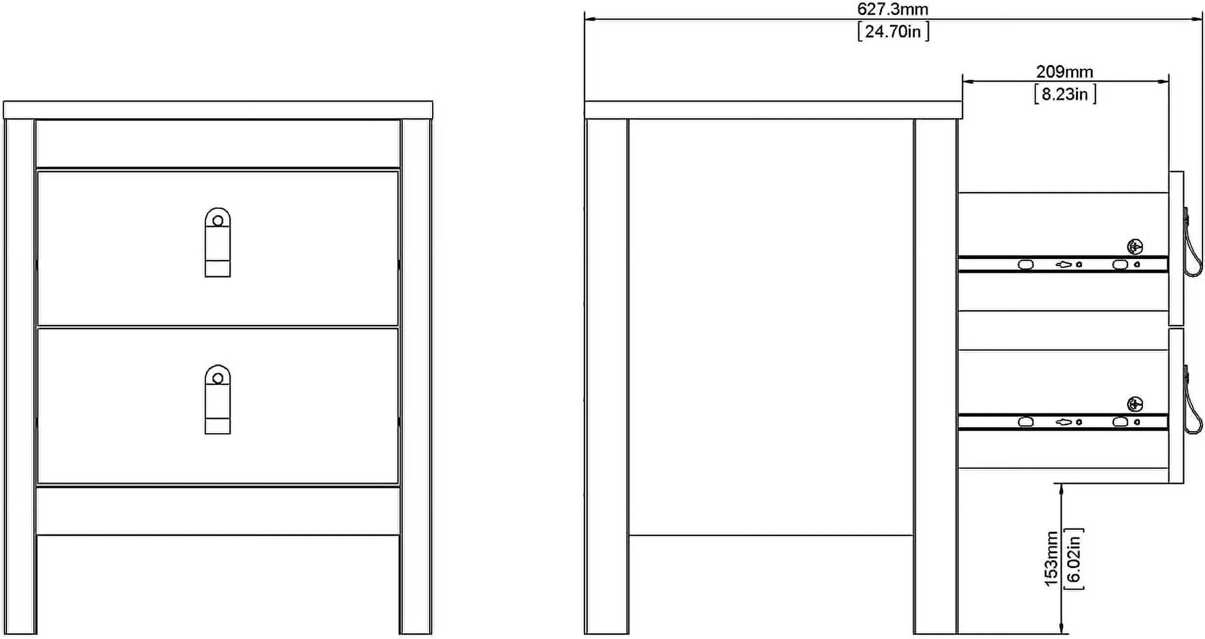 Tvilum, Black Matte Madrid 2 Drawer Nightstand