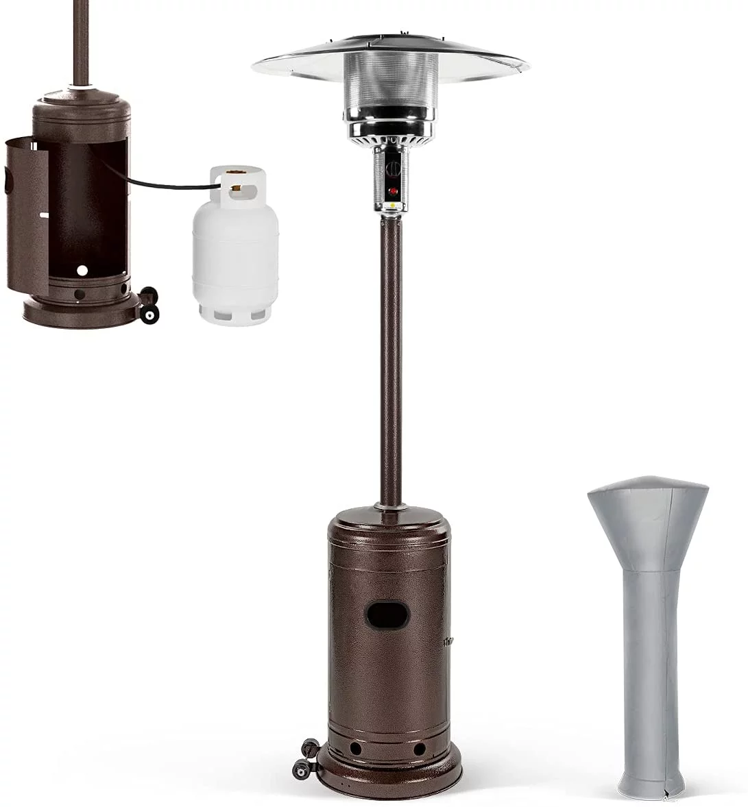 Pamapic 46000 BTU Propane Patio Heater with Cover and Wheels