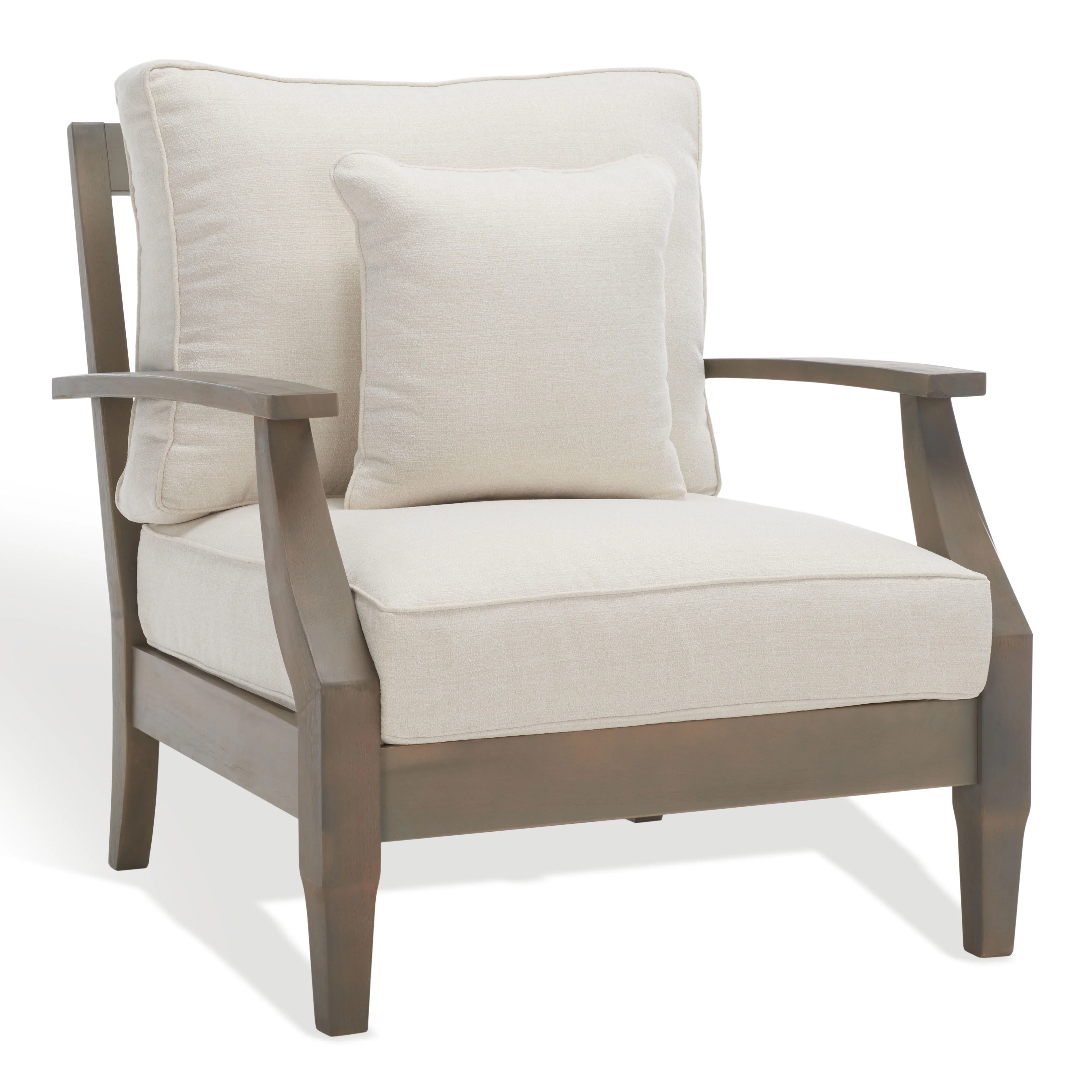 SAFAVIEH Couture Martinique Coastal Eucalyptus Wood Solid Armchair, Natural/Grey