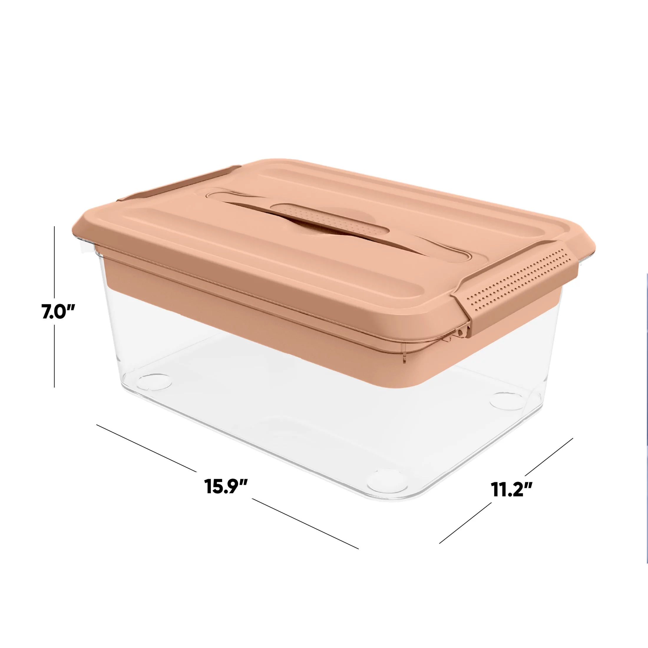 Pen + Gear 14.5-Quart Plastic Latch File Organizer Storage Box, Icy Peach, 1-Pack