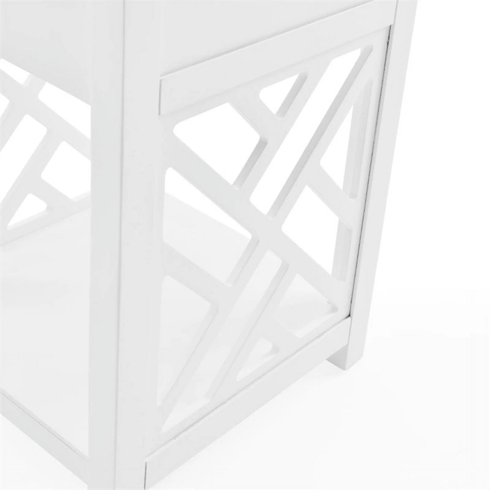 Home Square Wood End Table with Drawer and Shelf in White - Set of 2