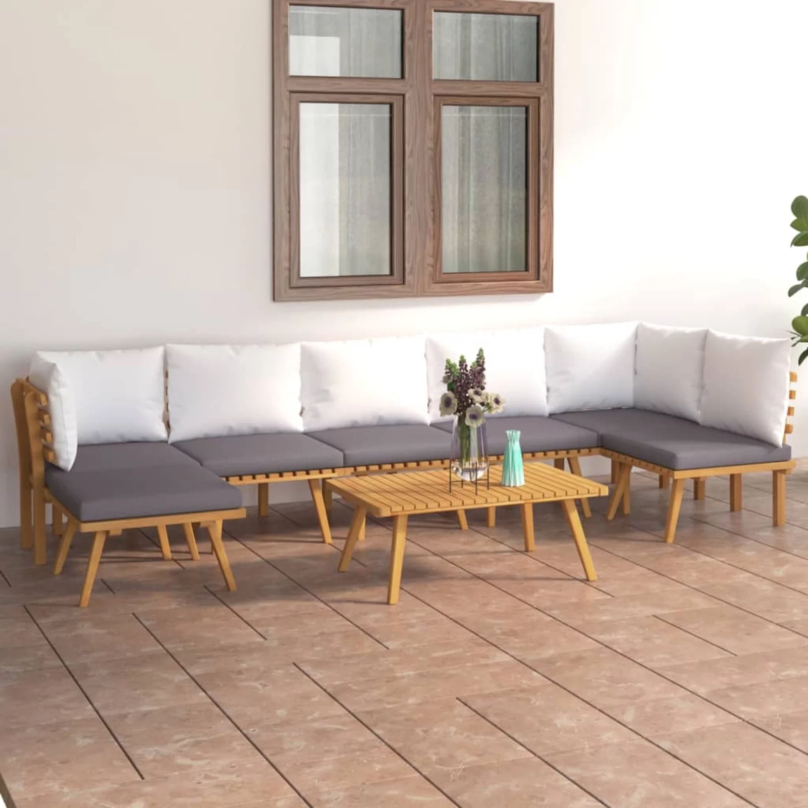Andoer parcel,Patio Set Furniture With Cushions Furniture Furniture Conversation Patio Furniture Wood 3087032 8 Piece Patio Versatile - Suitable Cushions Easy Assembly In Wood With