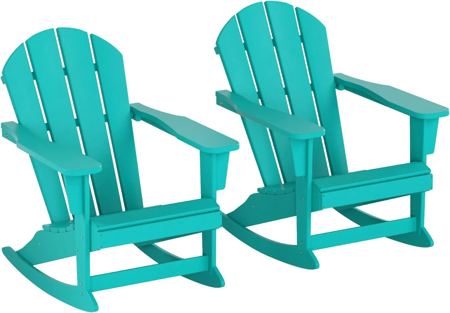 Home Furniture Patio Rocking Chair 2PCS  HDPE Adirondack Rocker Chair For Lawn Garden Porch (Turquoise)