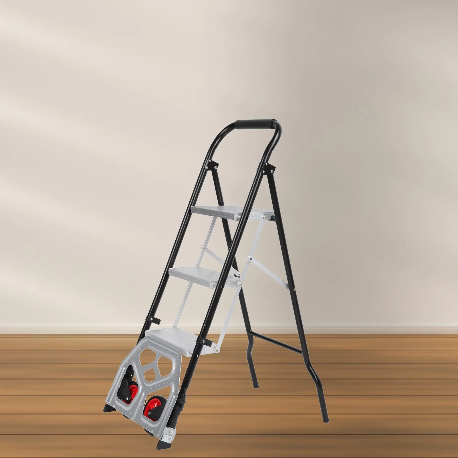 Buumin 3 Step Ladder Portable Folding Step Stool with Handgrip Anti-Slip, Wide Platform Steps, 330 lbs Capacity for Home and Kitchen