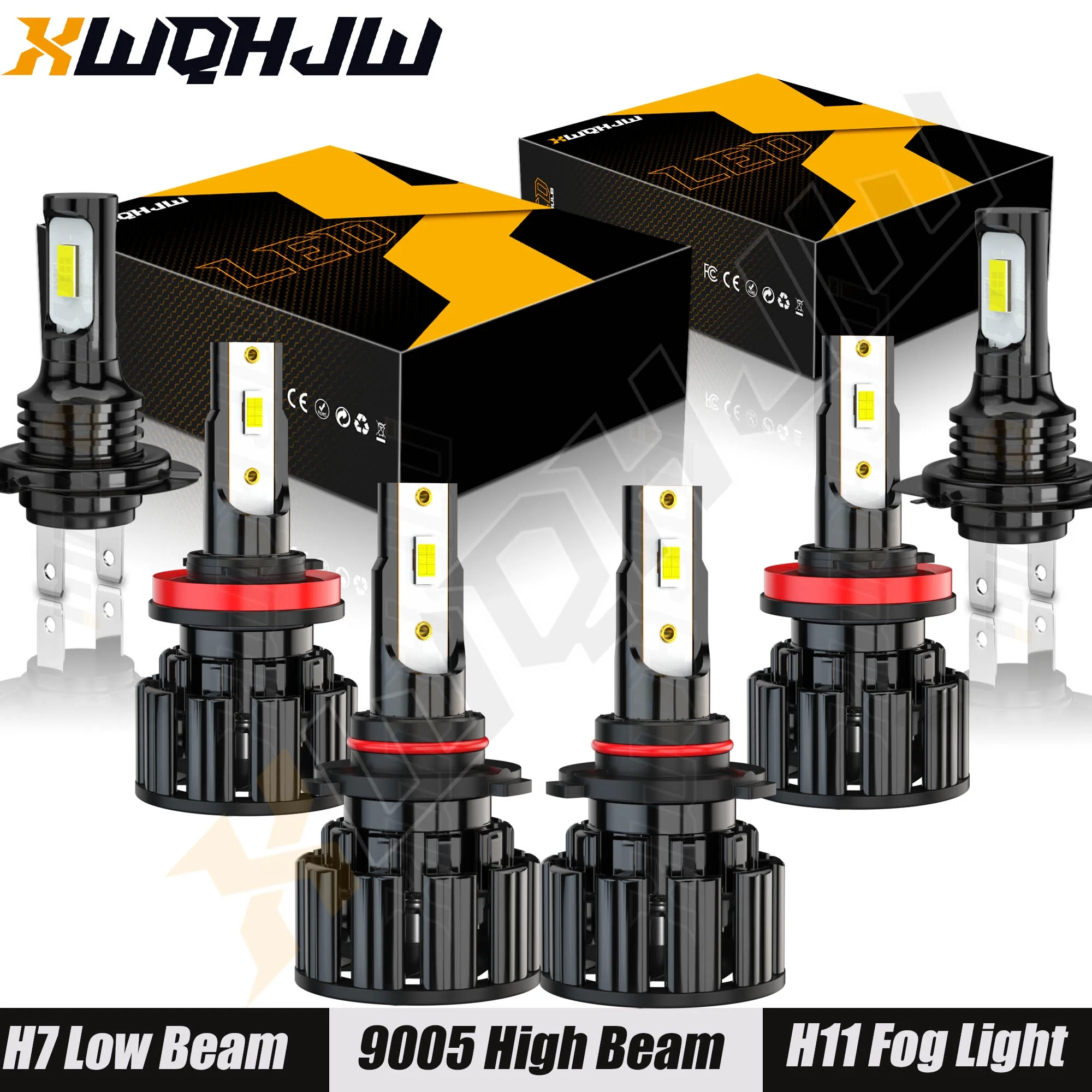 For Kia Forte 2018 Combo Kit 9005 H7 LED Headlight H11 Fog Light Bulbs