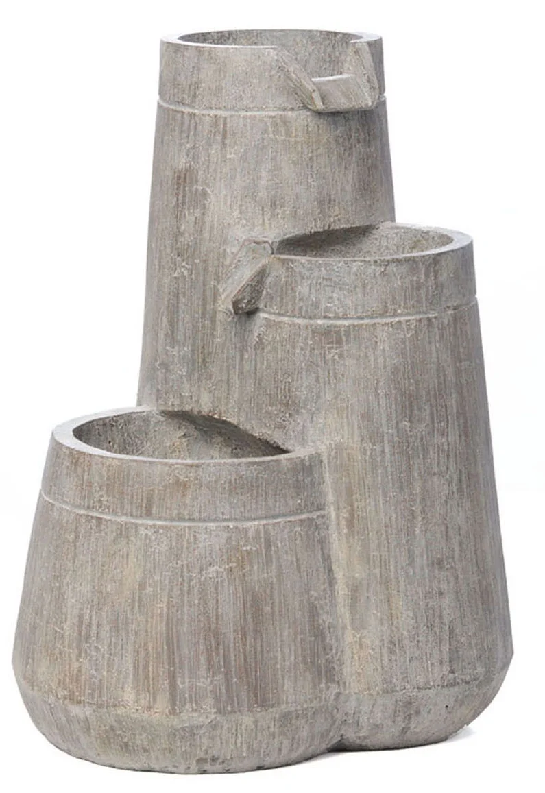 Alfresco Home Chattooga Resin Outdoor Fountain with LED Light/Pump in Gray