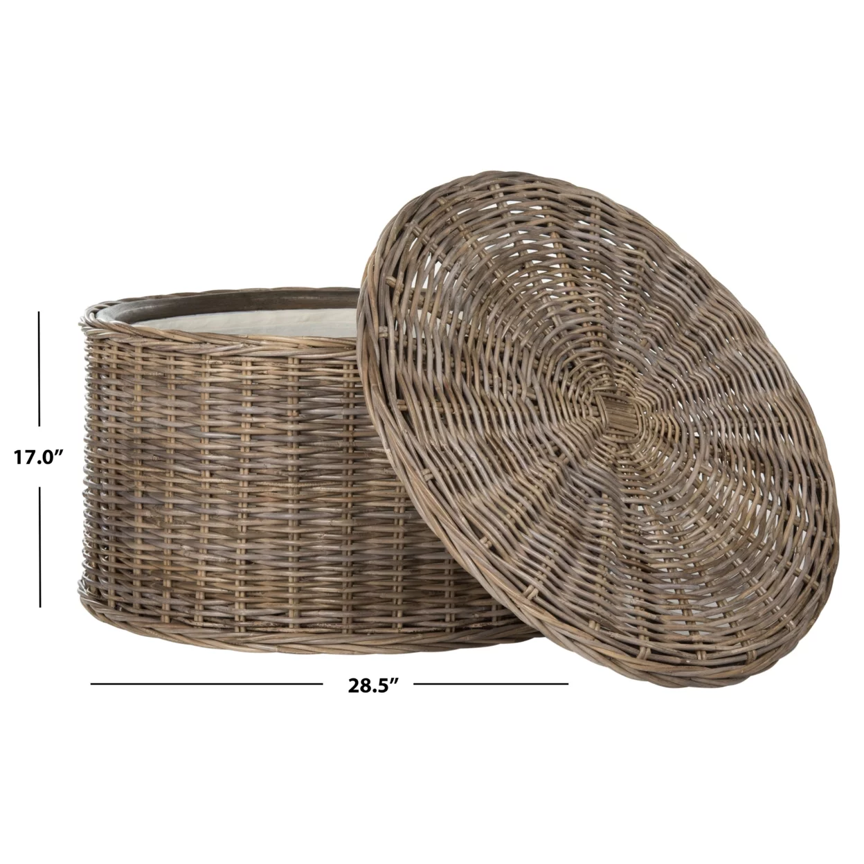 SAFAVIEH Jesse Wicker Storage Coffee Table Grey