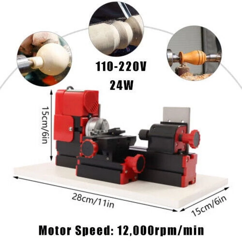1200rev/min Mini Multifunction Metal Motorized Lathe Machine DIY Power Tool