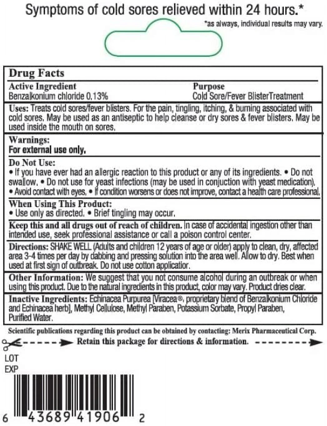 1 Day Cold Sore Treatment 6 mL (Pack of 3)