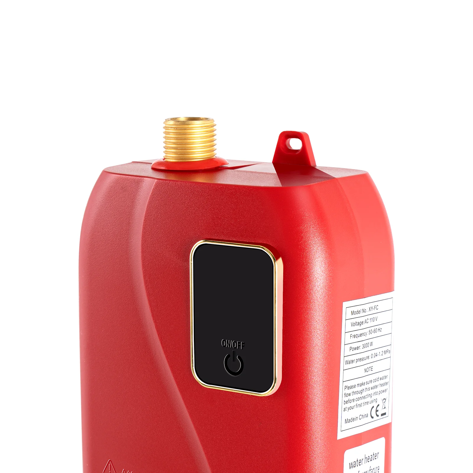 110V 3000W Mini Electric Tankless Instant Hot Water Heater Bathroom Kitchen Red 20-50℃/68-122℉