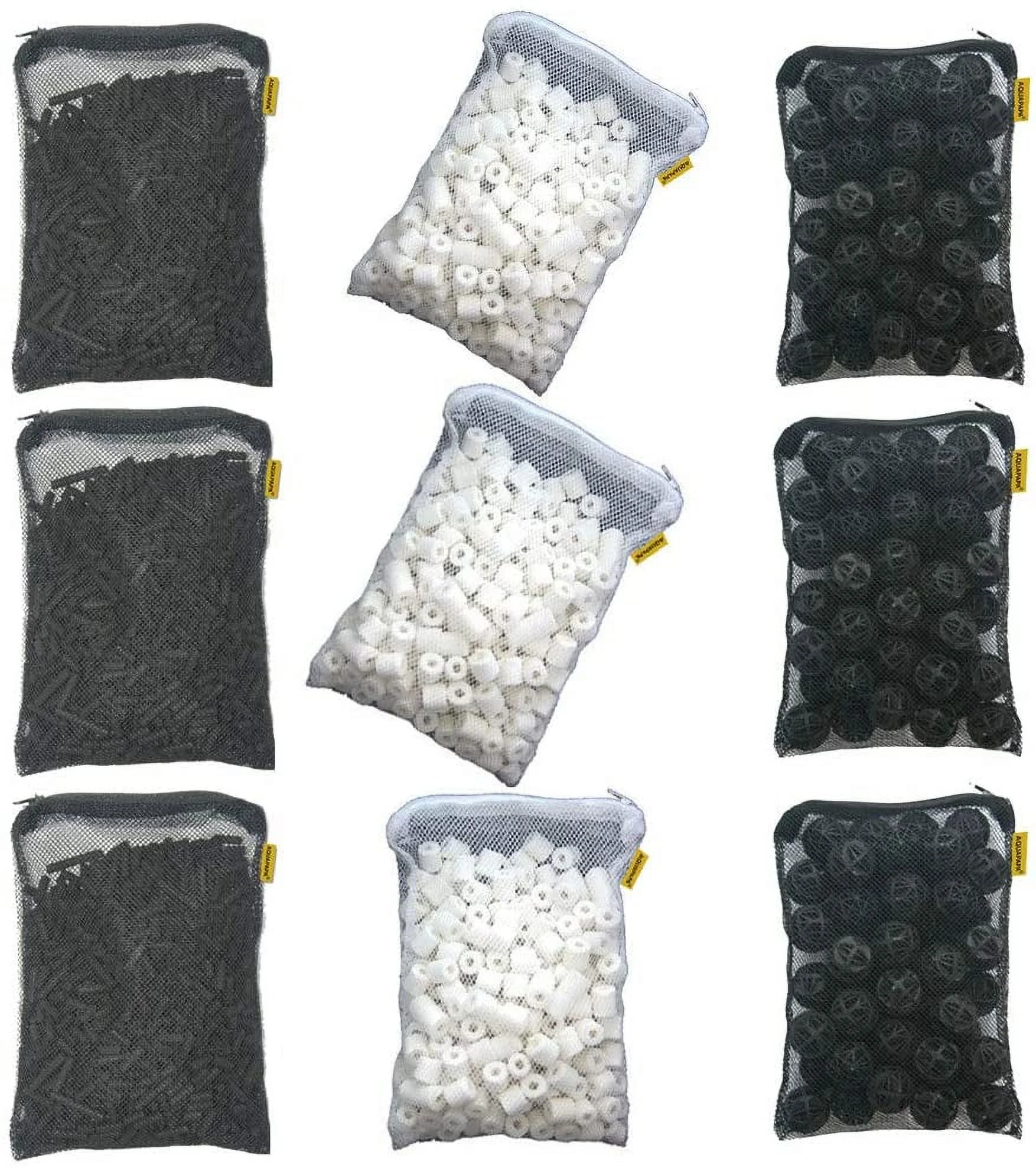 AQUAPAPA Filter Media Replacement Kit - Activated Charcoal Pellet Carbon, Bio Ceramic Rings, Bio Balls for Aquarium Fish Pond Tank, 3 Sets