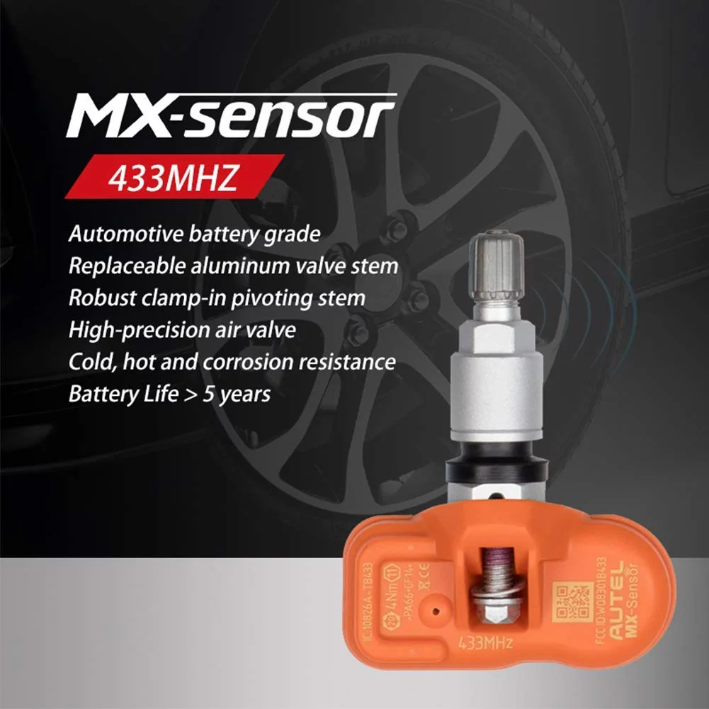 Autel TPMS MX Sensor 433 MHZ Universal mable Tire Pressure Monitoring MX-Sensor For Relearn, Reset, and Tool