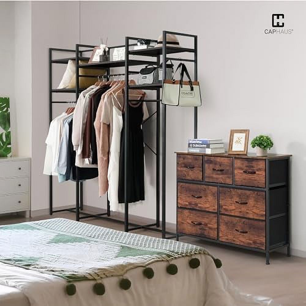 CDHJKKB Drawer  Tower w/ 7 Fabric Bins  Laundry   Sorting Unit  Chest of Drawers  Organizer w/ P2 Board Top & Fabric Bins  Organizer Unit for Multi-purpose  Hallway  Office  Grey Oak