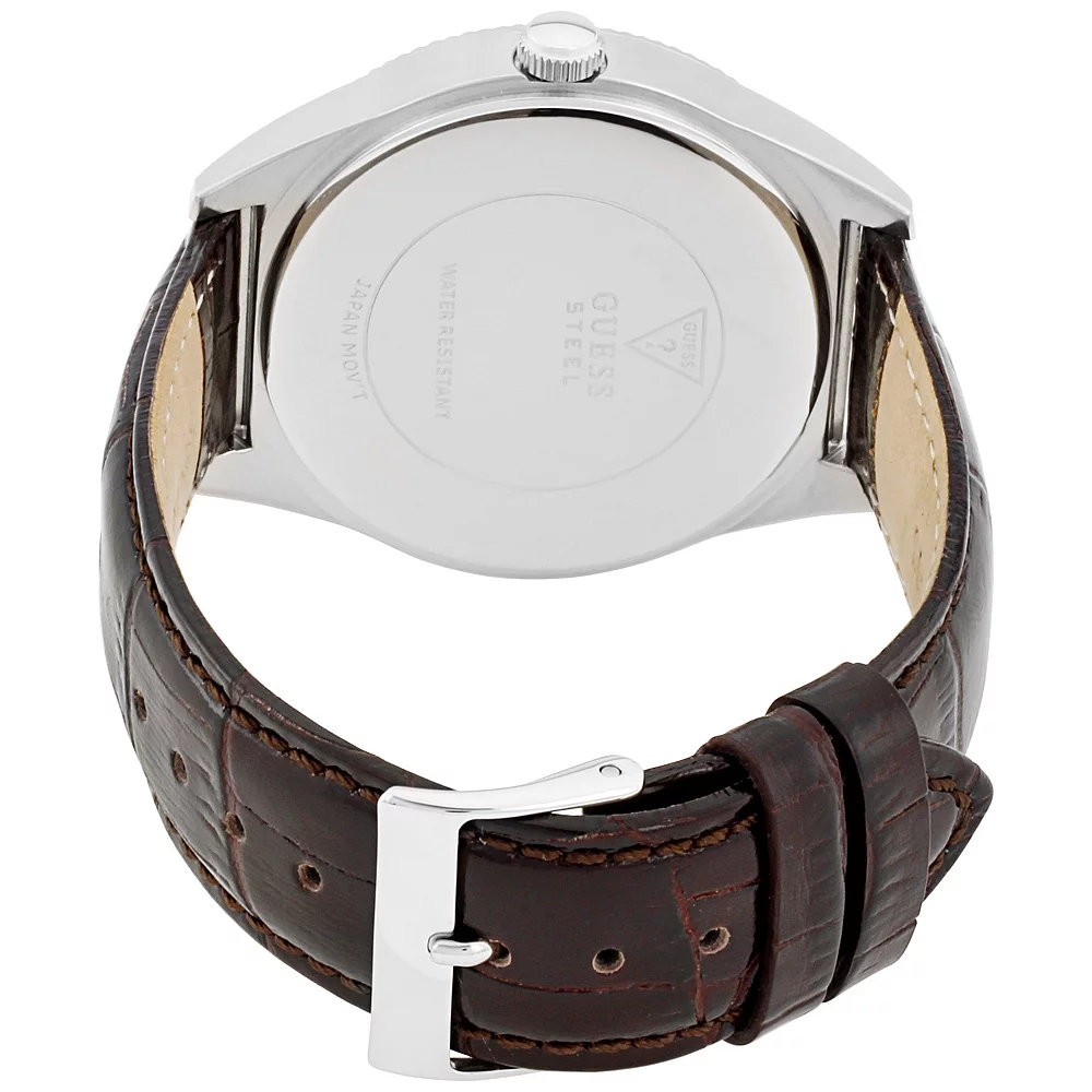 W0873G1 Men's Brown Leather Band With Black Analog Dial Watch NWT