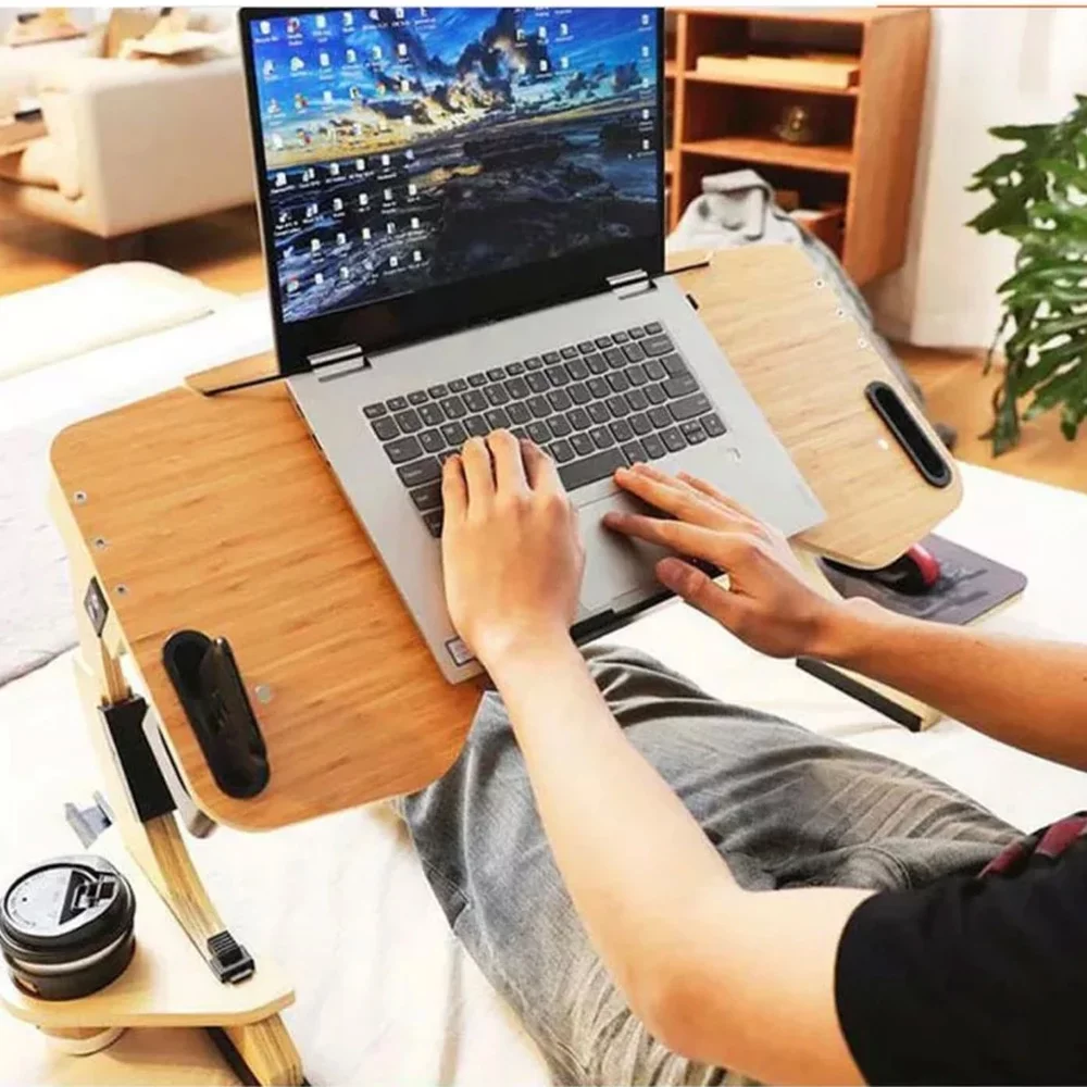 Foldable Laptop desk and Cup Slot,Laptop Desk Breakfast Tray with Foldable Legs Lazy Laptop Table (Black)