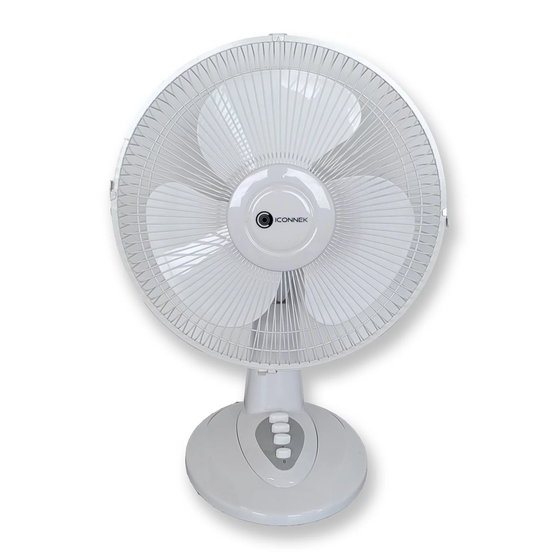 Iconnek - Desk Fan with 3 Speeds, Oscillation and Adjustable Tilt, 12 '', White