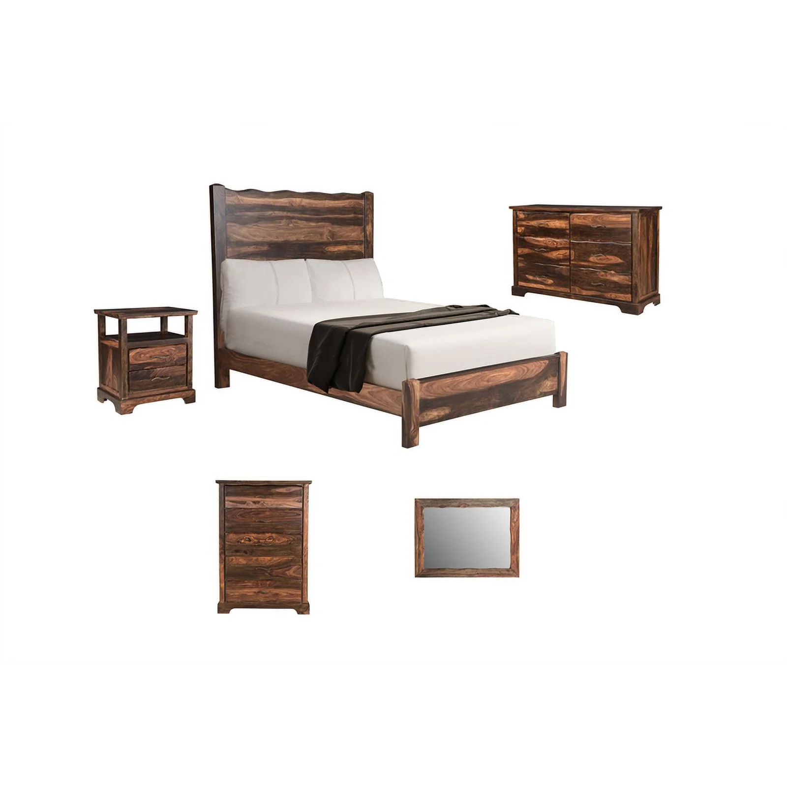 Taran Designs Darcy 5-drawer Live Edge Solid Wood Chest in Dark Brown