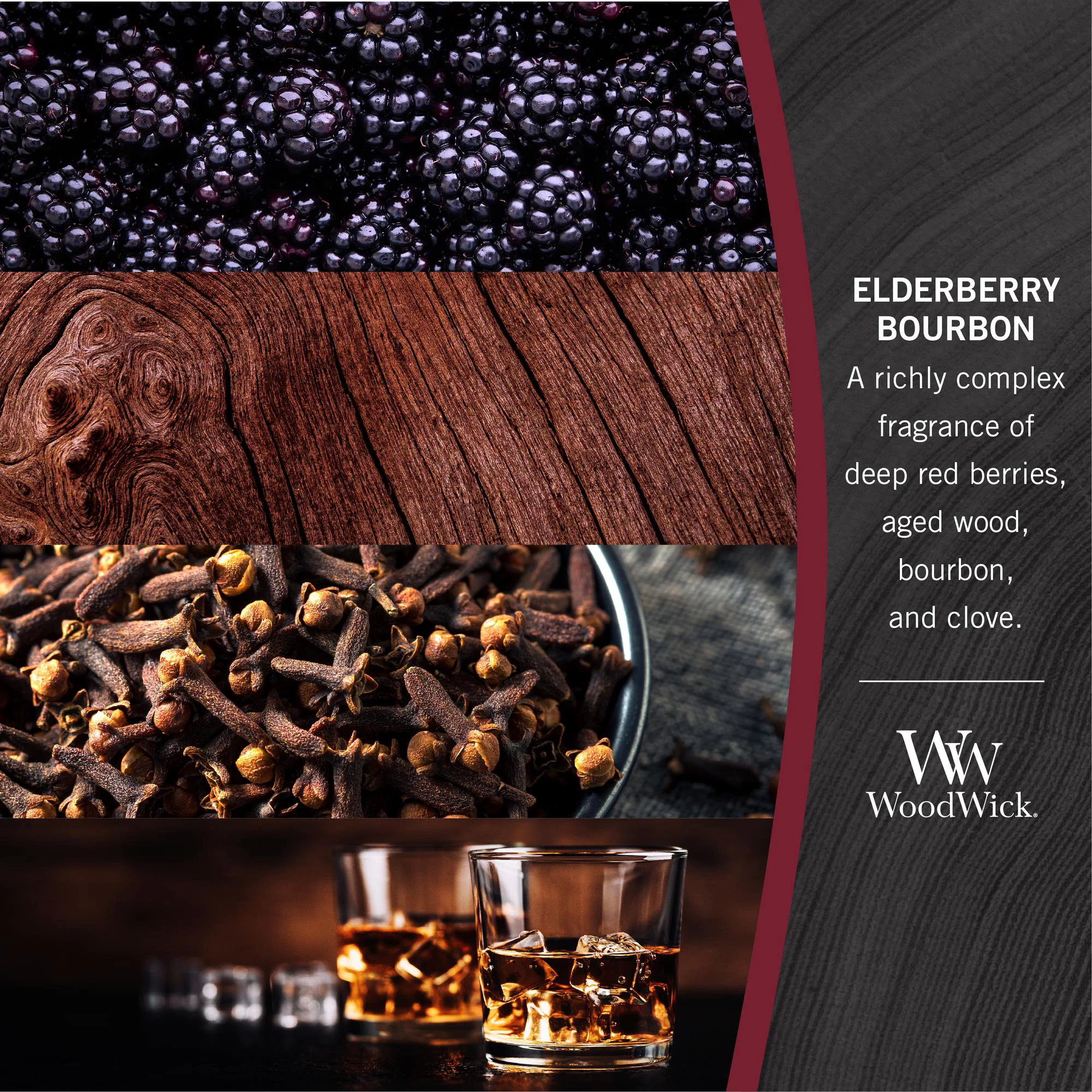 WoodWick Elderberry Bourbon - Medium Hourglass Candle