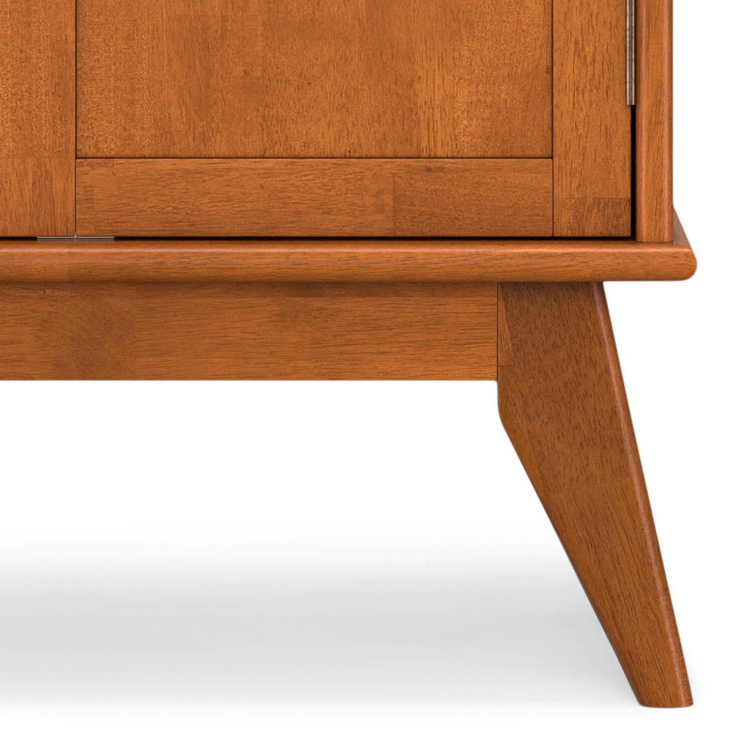 Simpli home Draper SOLID HARDWOOD Mid Century Modern 32 inch Wide Bar Cabinet in Teak Brown