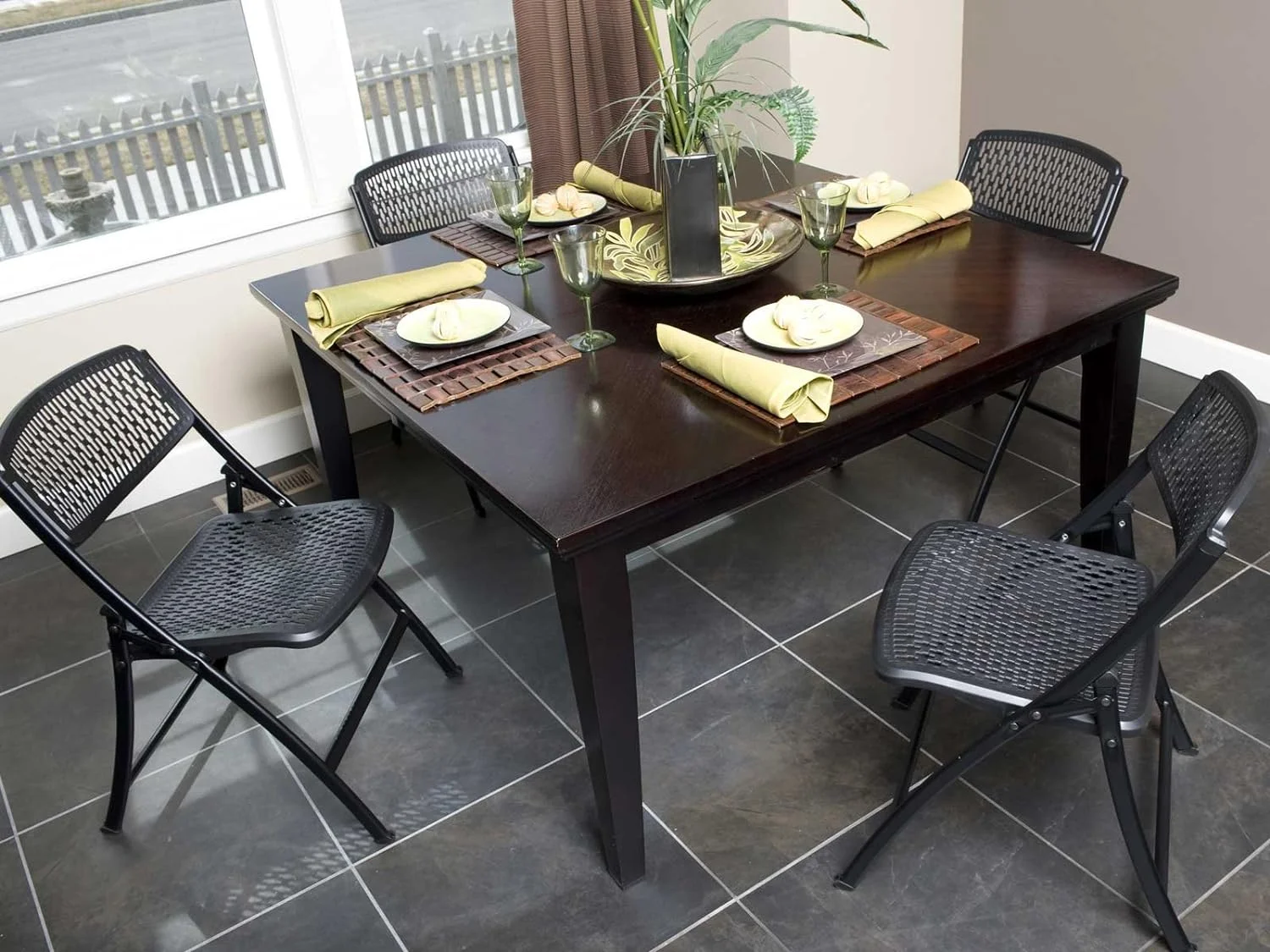 One Folding Chair, 18-8 Steel, Black, 4-Pack