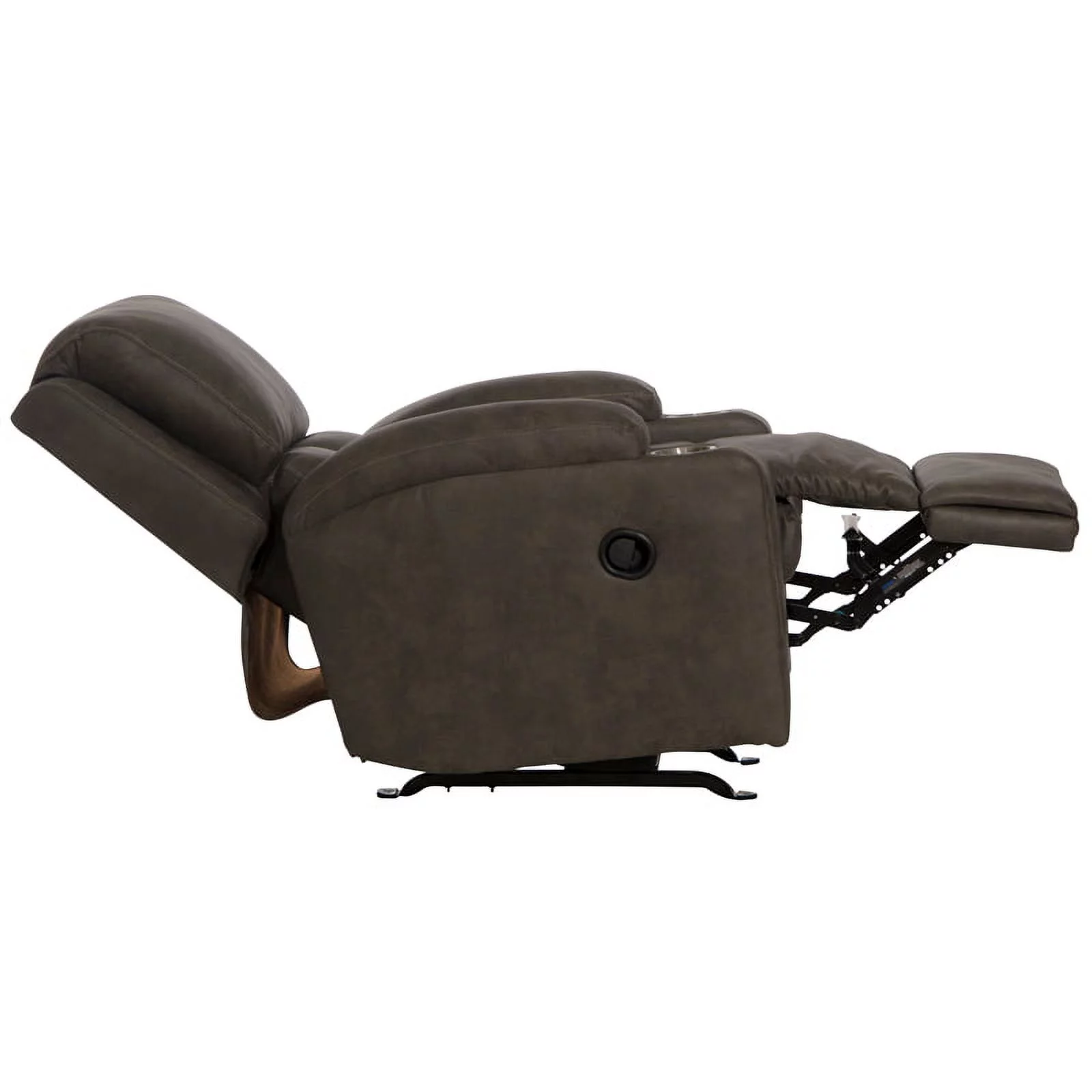 Bowery Hill Rocker Recliner with Two Cupholders in Gray Polyester Fabric