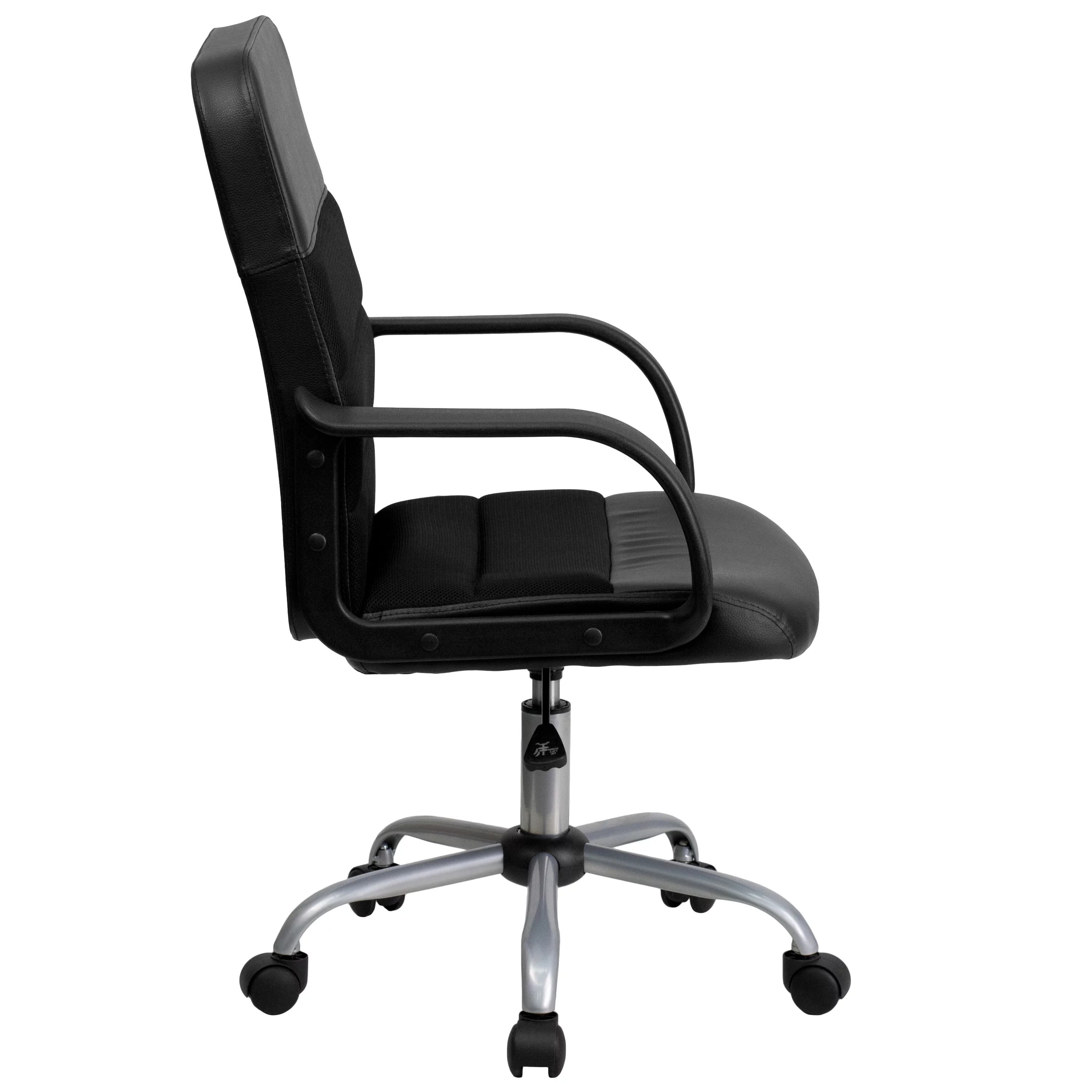 Emma + Oliver Mid-Back Black LeatherSoft and Mesh Swivel Task Office Chair with Arms
