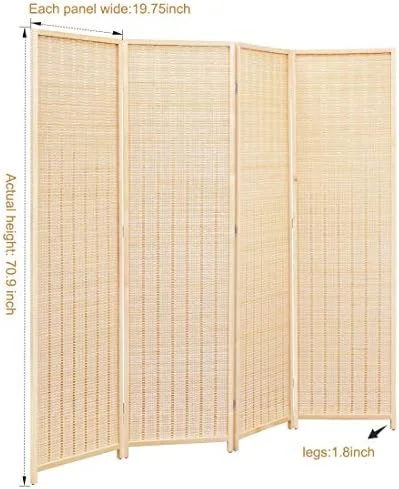 CHNKH Room Divider Privacy Screen with Natural  4-Panel 5-Panel 6-Panel Folding Privacy Screens Freestanding Room Divider