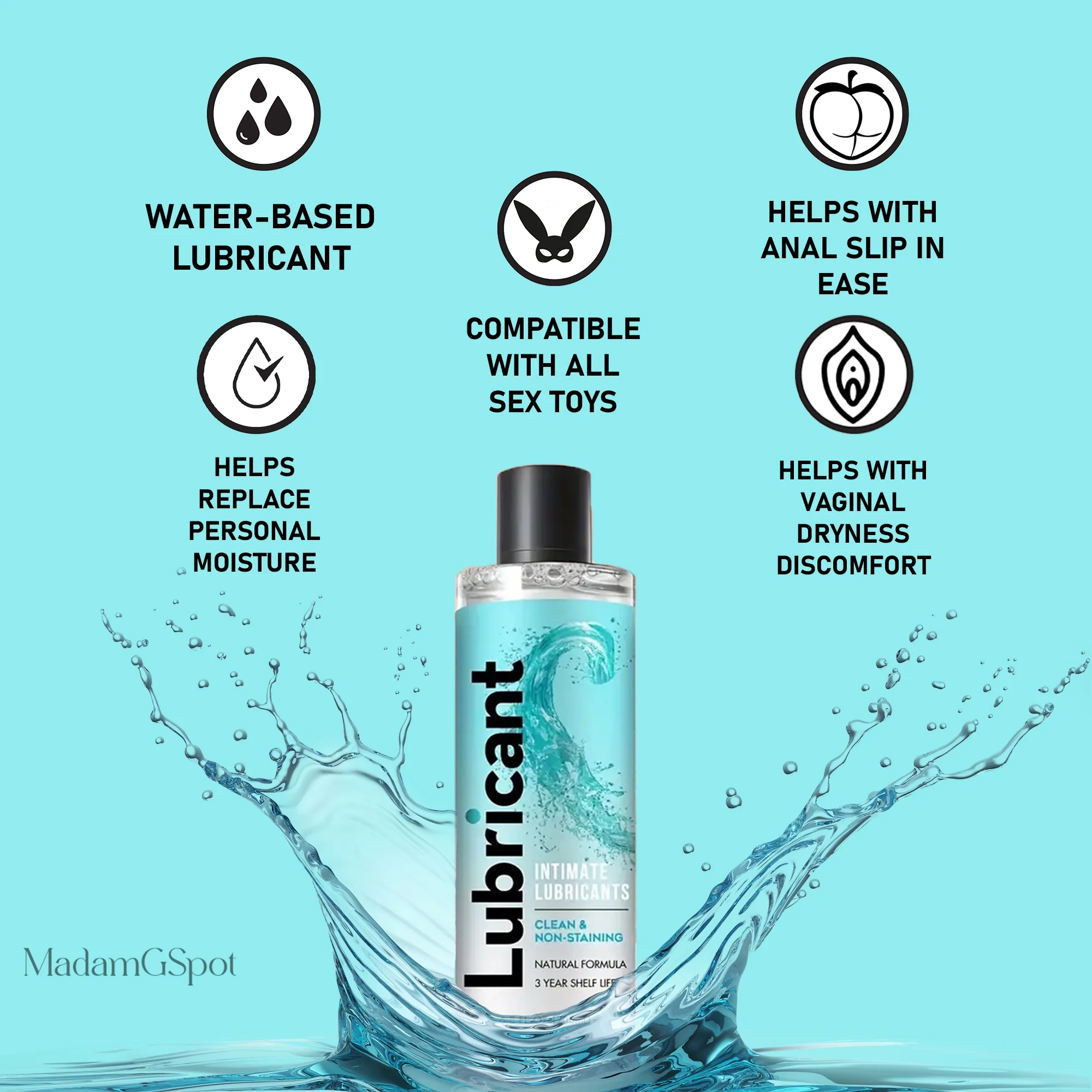 MadamGSpot But Plug Sex Toys, Anal Toy Cleaner, Lubricant Gel 6.8 oz,