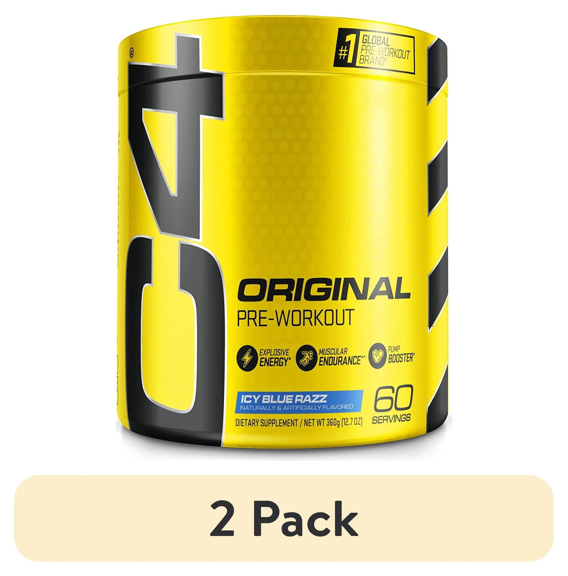 (2 pack) Cellucor C4 Original Preworkout Powder + Icy Blue Razz + Creatine + 60 Servings