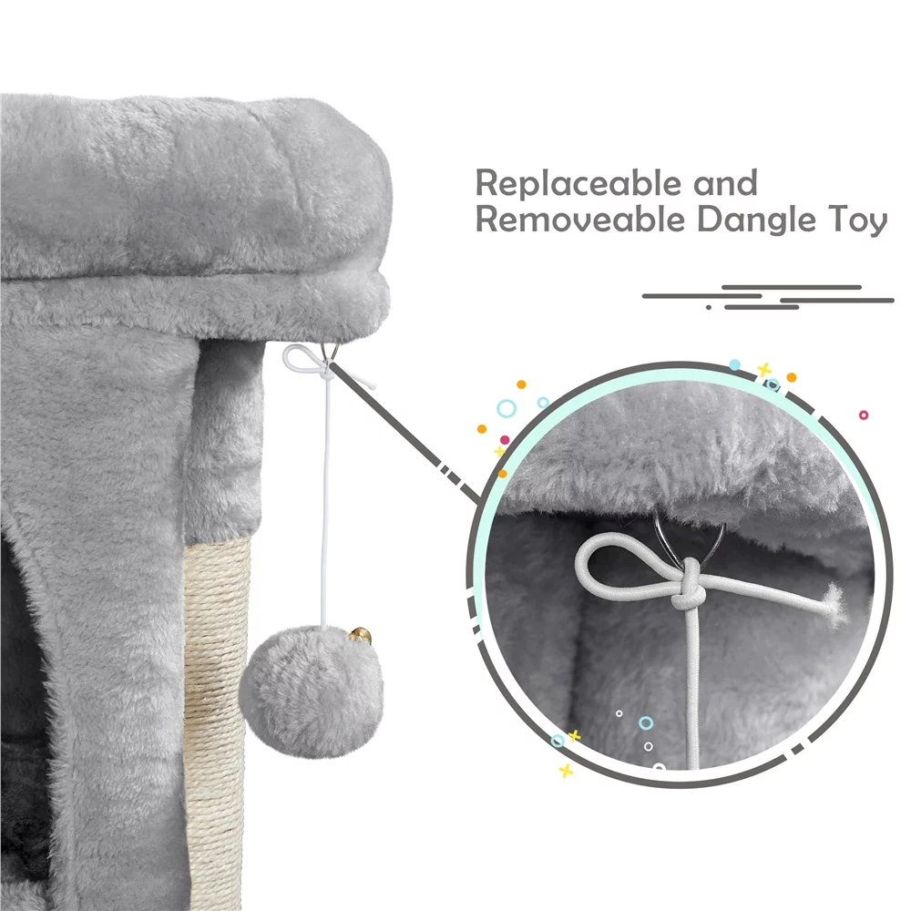 Topeakmart 23.5'' 2-Level Cat Tree Condo Cat Climbing Scratching Tower, Light Gray