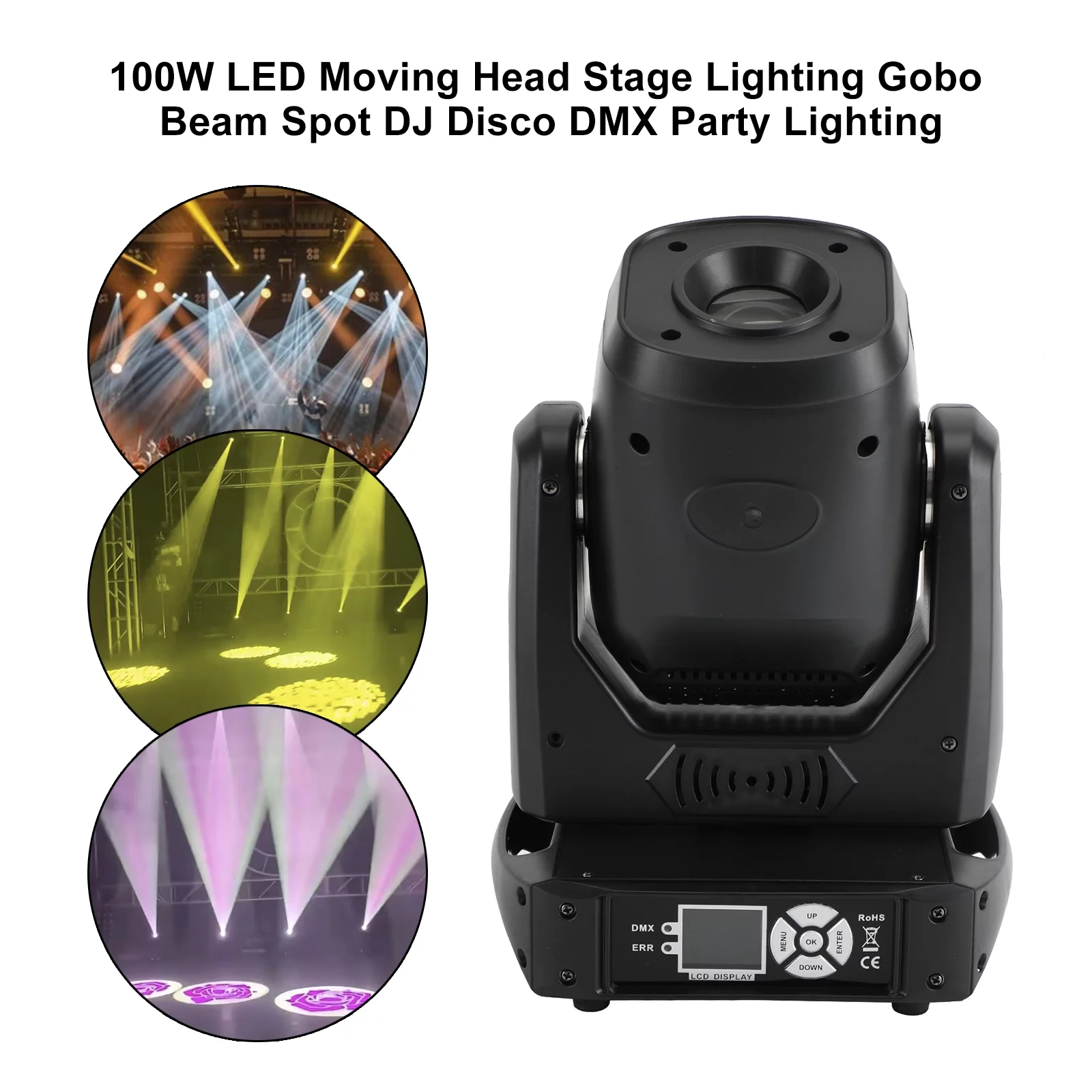 Motor Genic 100W LED Moving Head Stage Lighting Gobo Beam Spot DJ Disco DMX Party Lighting