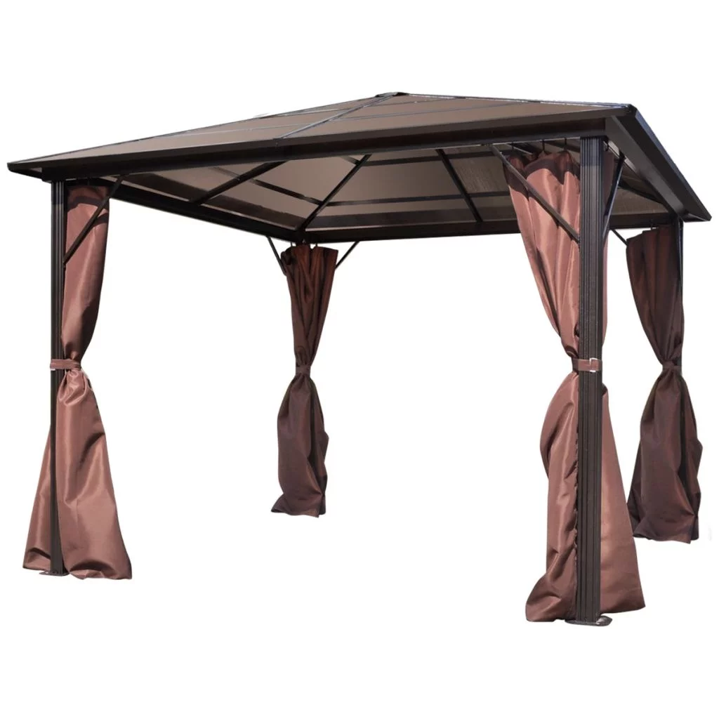 Andoer Gazebo with Curtain Brown Aluminum 10' x 10'
