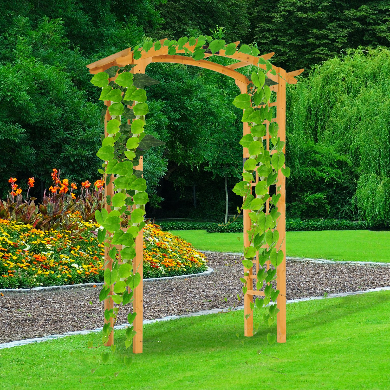 Outsunny 7.5â Fir Wood Round Outdoor Garden Pergola Style Arbor Arbor Trellis