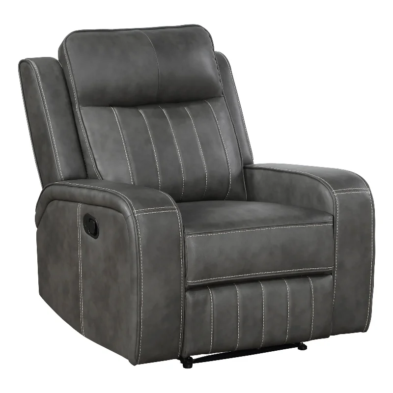 Pemberly Row Modern Faux Leather Upholstered Recliner Chair Gray