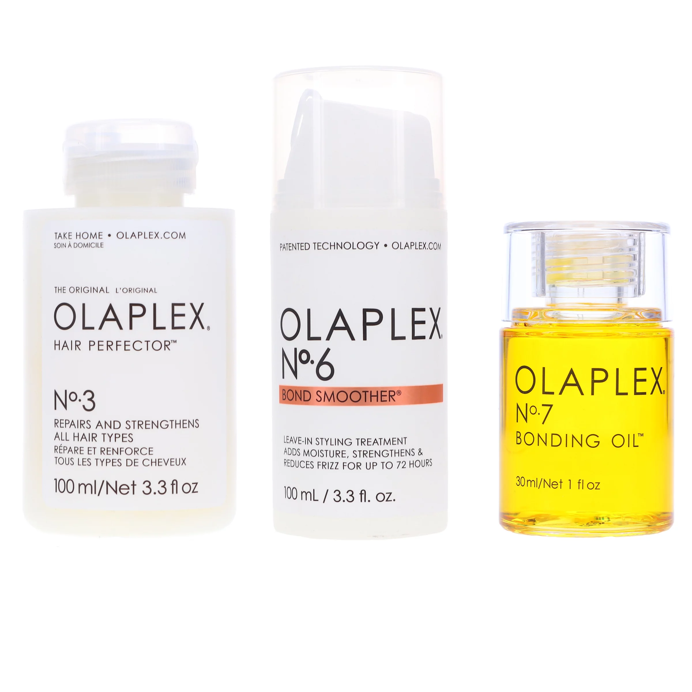 Olaplex No. 3 Hair Perfector 3.3 oz, No. 6 Bond Smoother Reparative Styling Creme 3.3 oz & No. 7 Bonding Oil 1 oz Combo Pack